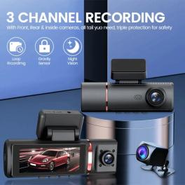 Driving recorder 4k hd front and rear three recording wifi mobile phone interconnection