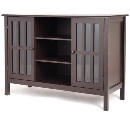 Brown wood 43-inch tv stand storage cabinet console table