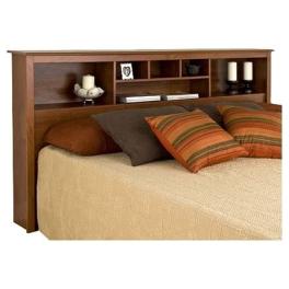 King size bookcase headboard  book shelf in dark cherry wood finish