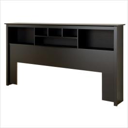 King size bookcase headboard in black wood finish