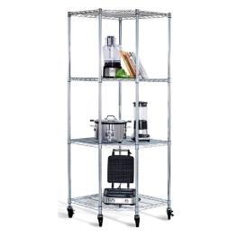 Heavy duty 4-tier corner storage rack shelving unit with casters