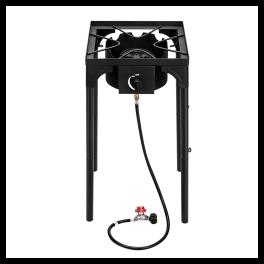 Outdoor camp stove high pressure propane gas cooker portable cast iron patio cooking burner (single burner 75000-btu)