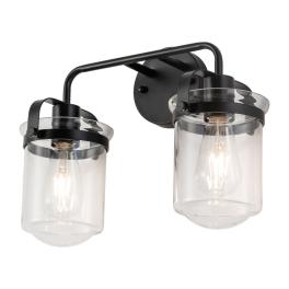 Wall sconces set of 2 with clear glass shade,modern wall sconce, industrial indoor wall light fixture for bathroom living room bedroom over kitchen sink,e26 socket, bulbs not included