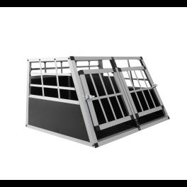 Double doors pet car transport cage aluminium puppy travel crate box trapezoidal kennel dog cat carrier cage