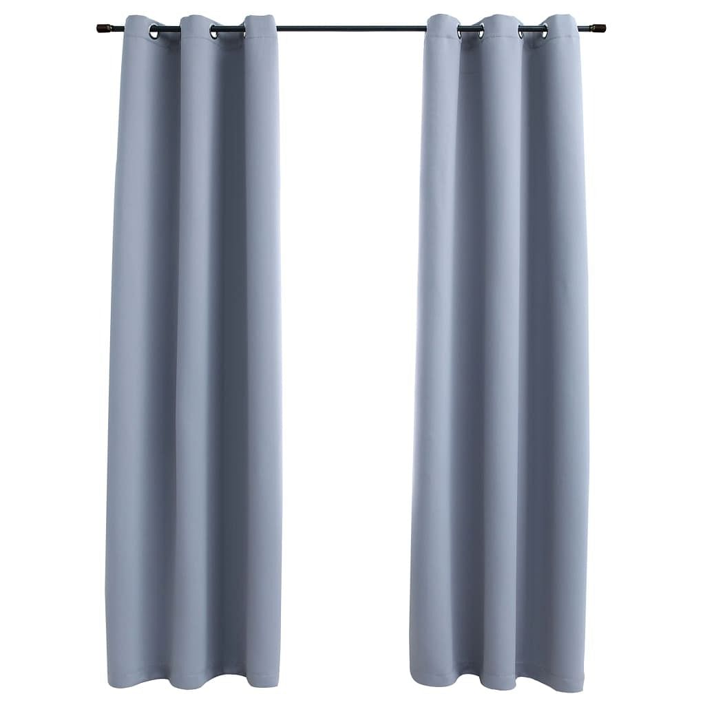 Blackout curtains with rings 2 pcs gray 37"x84" fabric