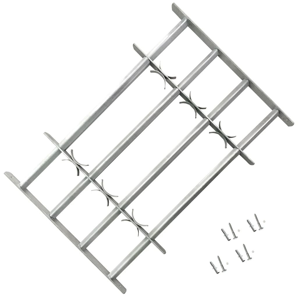 Adjustable security grille for windows with 4 crossbars 27.6"-41.3"