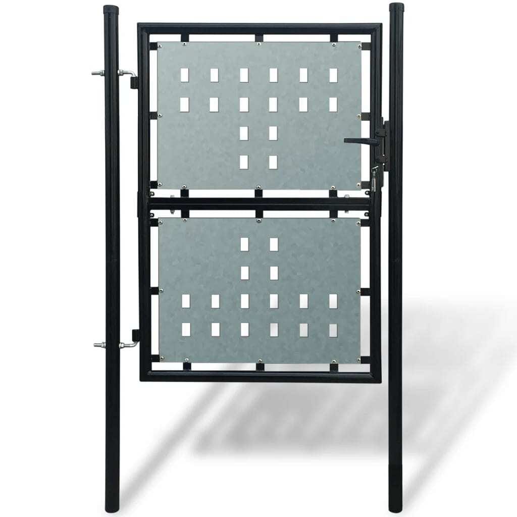 Black single door fence gate 39.4"x78.7"