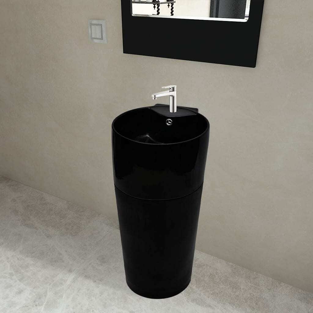 Bathroom basin ceramic black 15.7"x16.3"x33.9"