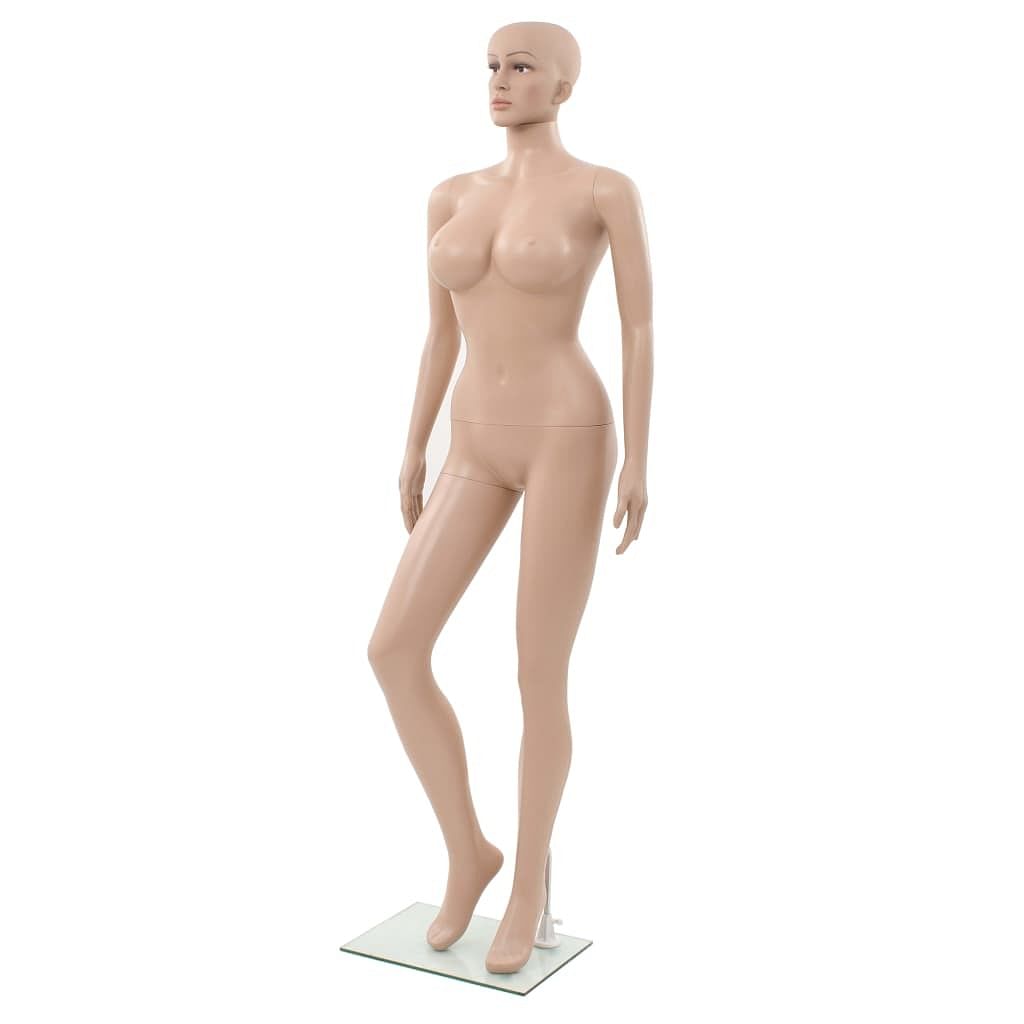 Sexy female mannequin with glass base beige 70.9"