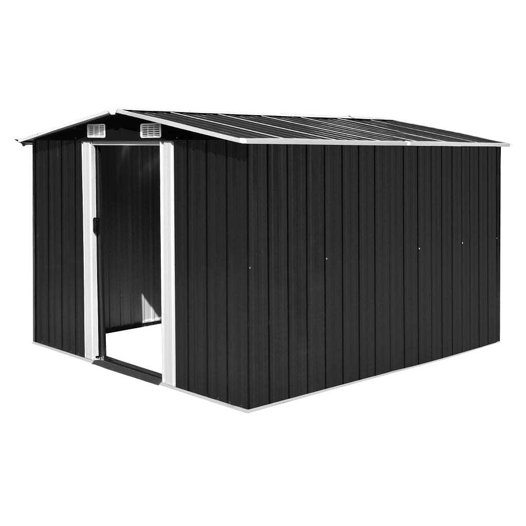 Garden shed anthracite galvanized steel large sliding components