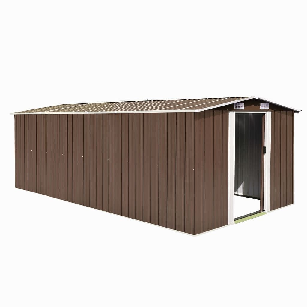Garden shed brown galvanized steel large durable garden shed