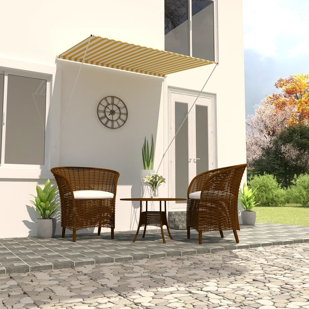 Retractable awning 59.1"x59.1" yellow and white