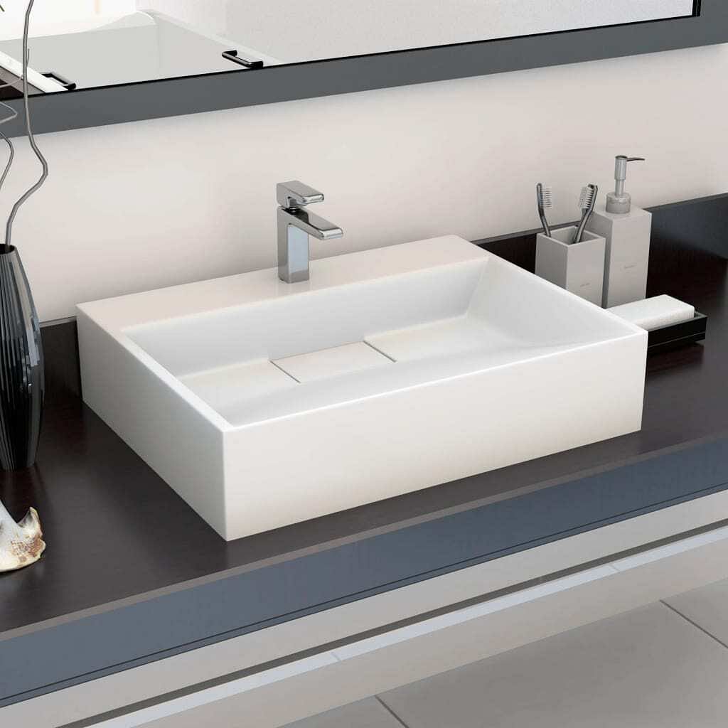 Wash basin 19.7"x15"x5.1" mineral cast/marble cast white