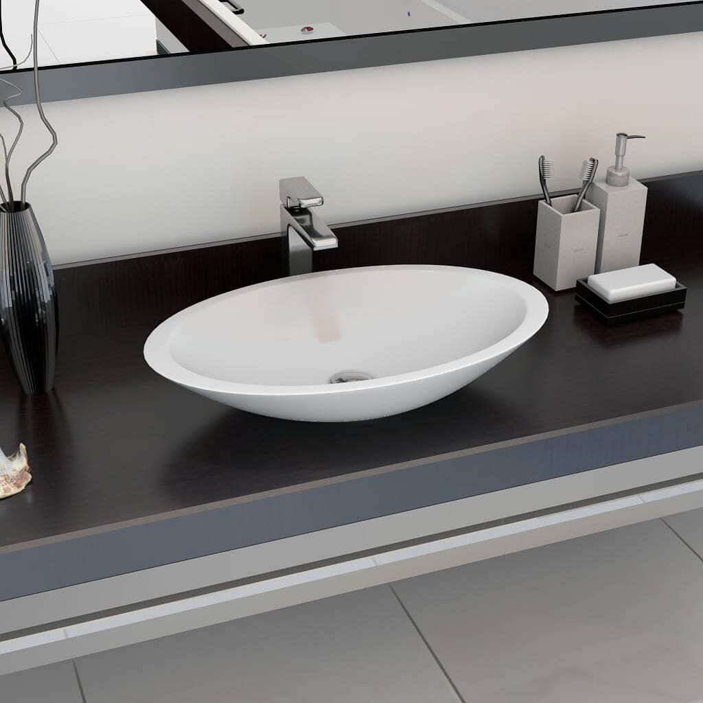 Wash basin 23.3"x13.8"x4.2" mineral cast/marble cast white