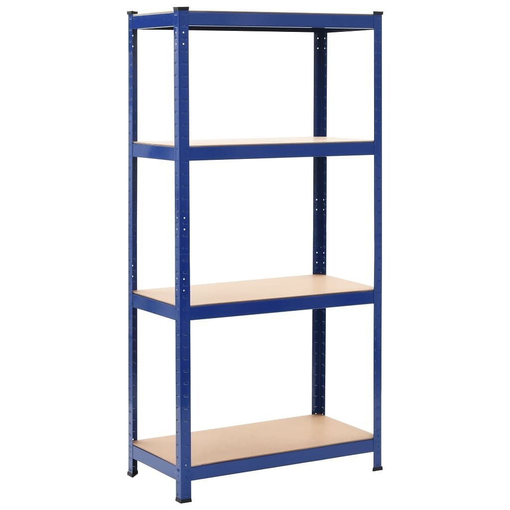 4-layer storage shelf blue steel&engineered wood