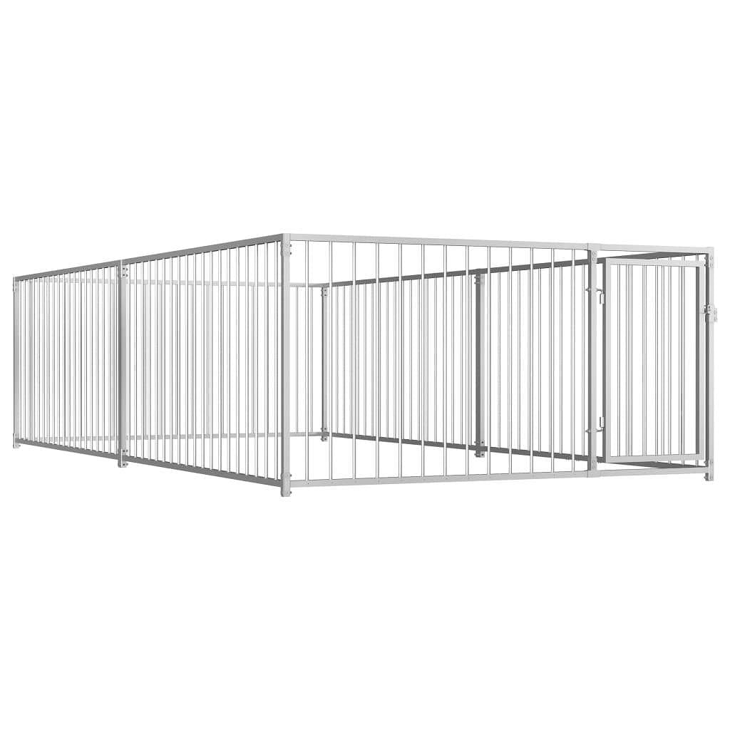 Dog kennel silver steel 78.7 in x 157.5 in x 39.4 in dog kennel