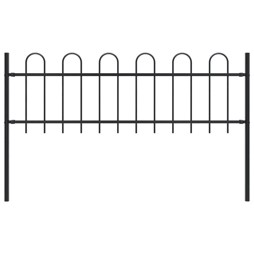 Garden fence with hoop top steel 5.9' black