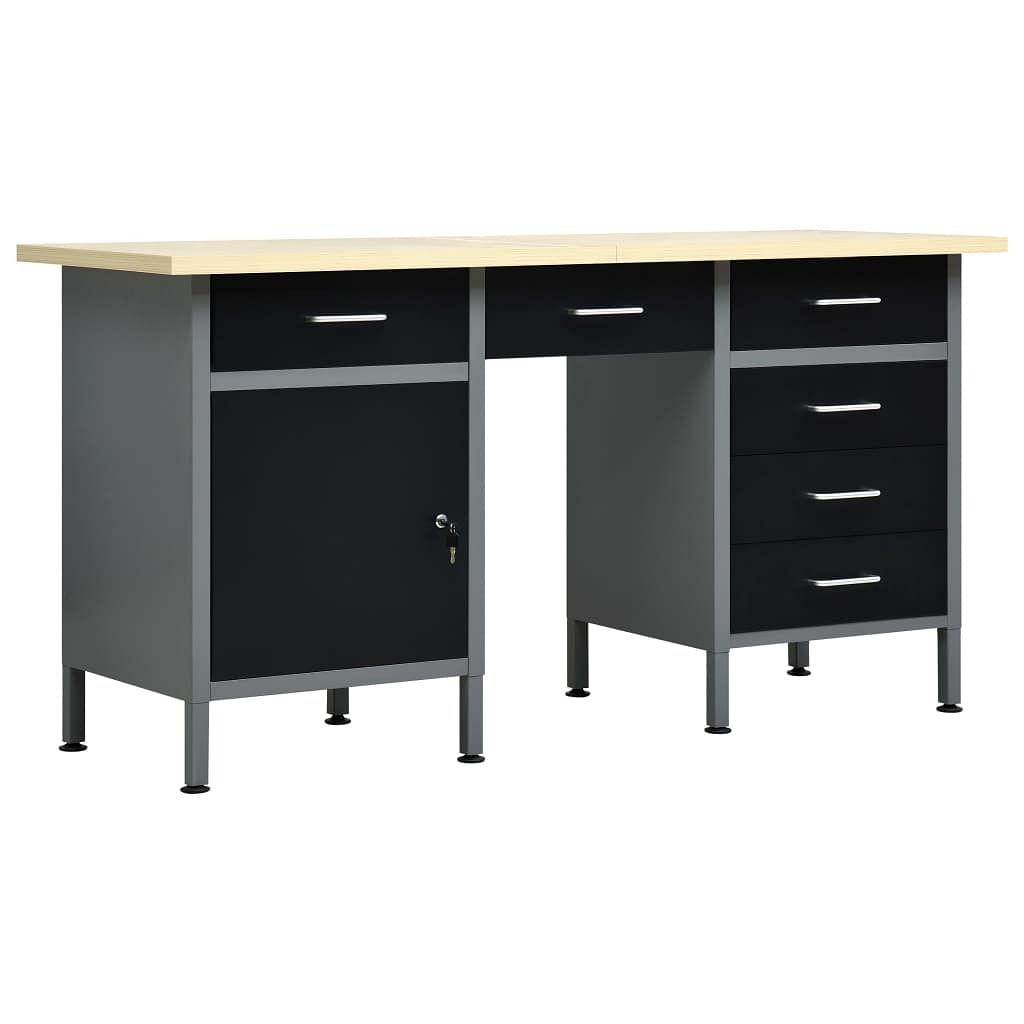 Workbench black 63"x23.6"x33.5" steel