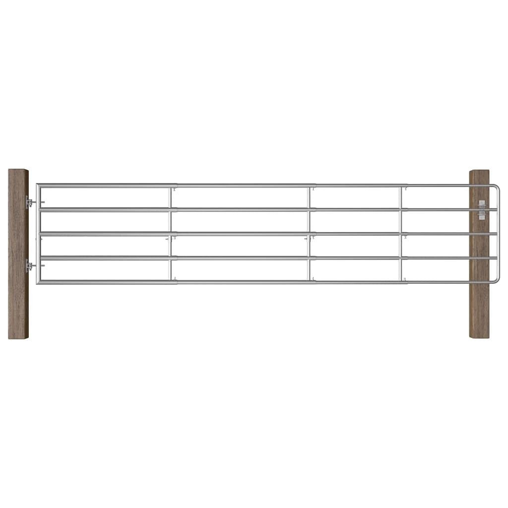5 bar field gate steel (59.1"-157.5")x35.4" silver