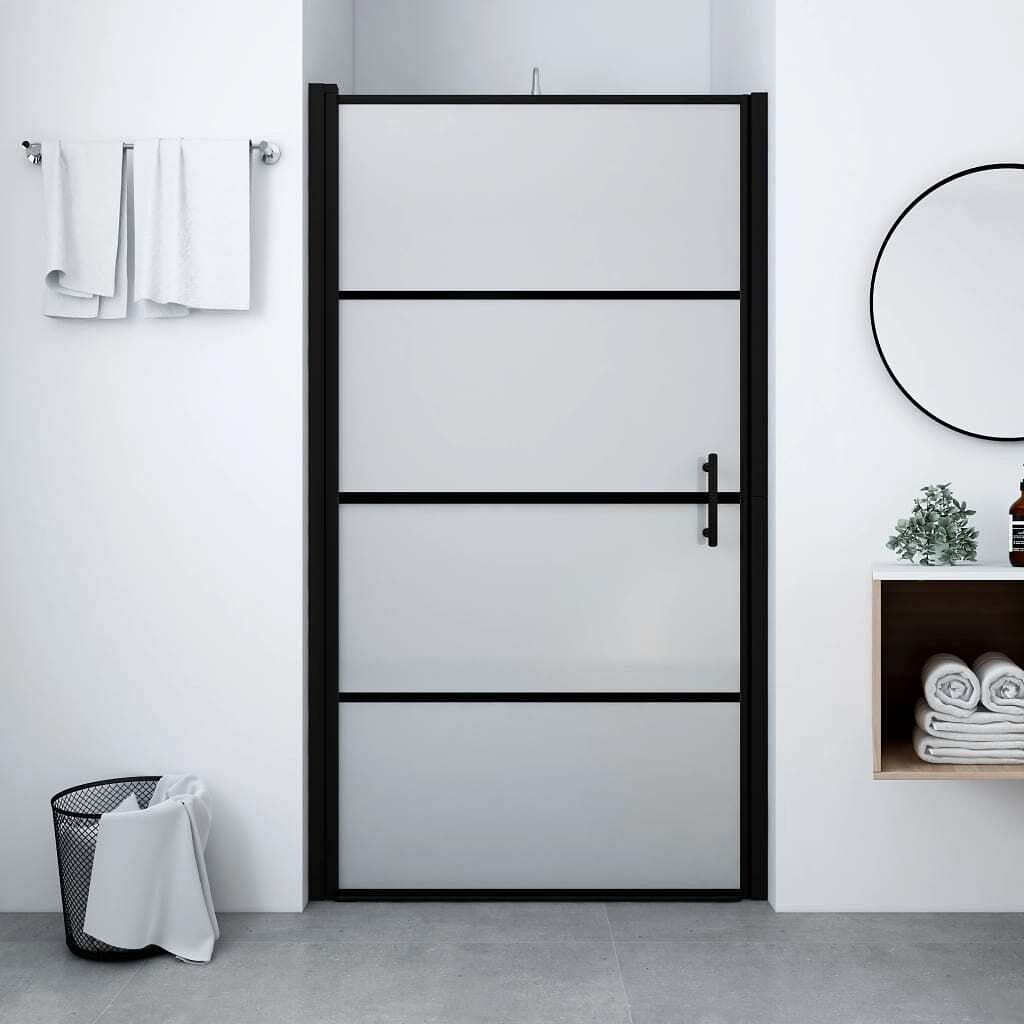 Shower door frost tempered glass 35.8"x76.8" black