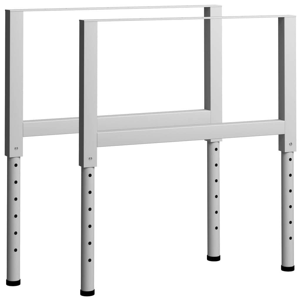 Metal frame set of 2 grey powder-coated metal adjustable