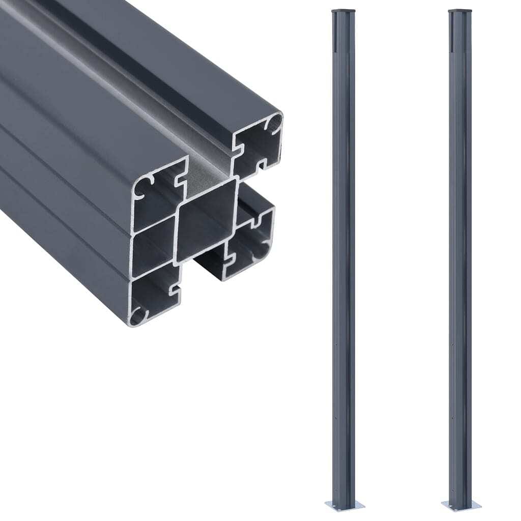 Fence posts 2 pcs dark gray 72.8" aluminum