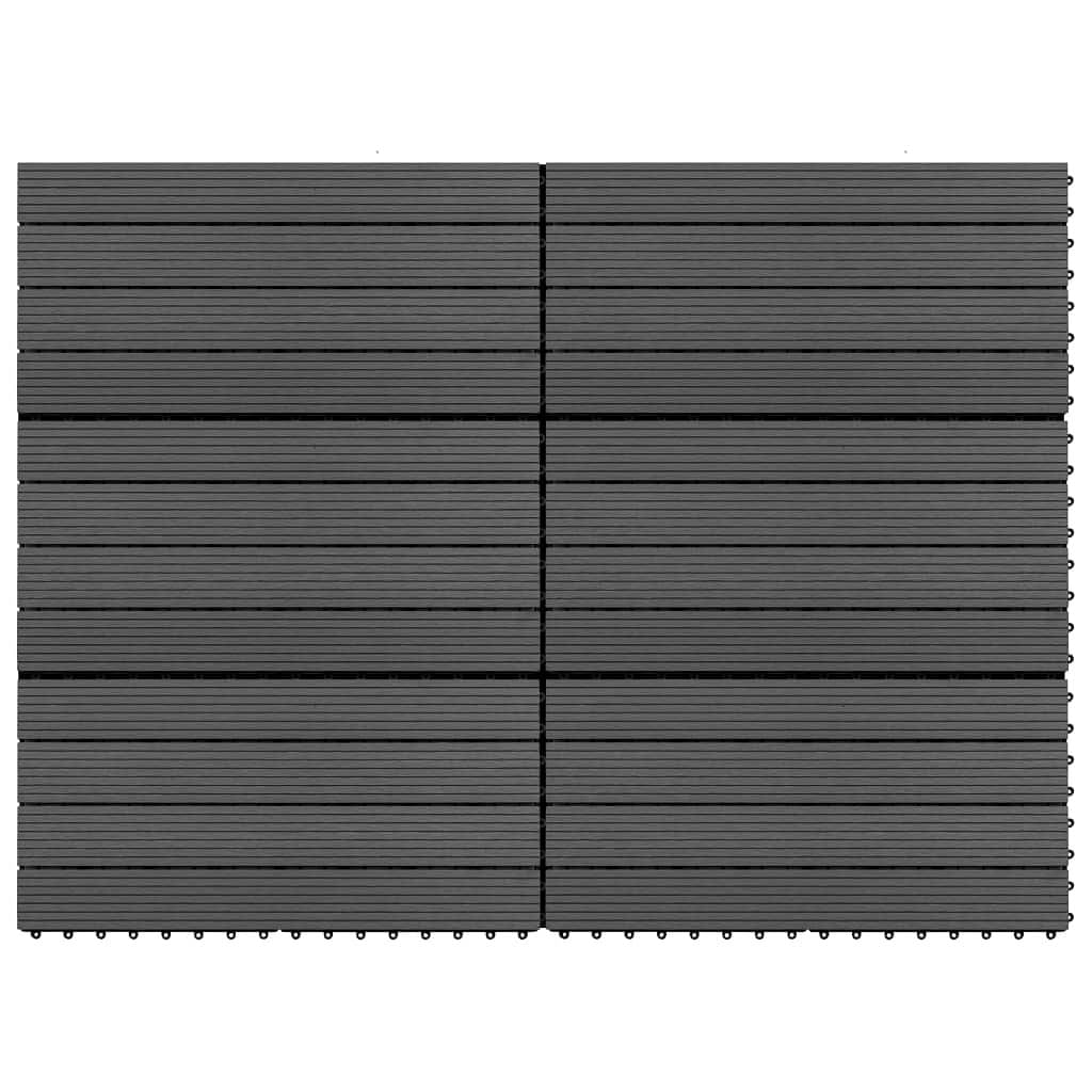 Decking tiles 6 pcs wpc 23.6"x11.8" 11.6 ft² black