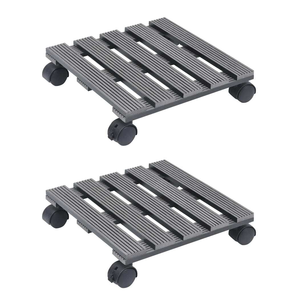 Plant trolley set of 2 grey wood-plastic composite (wpc)