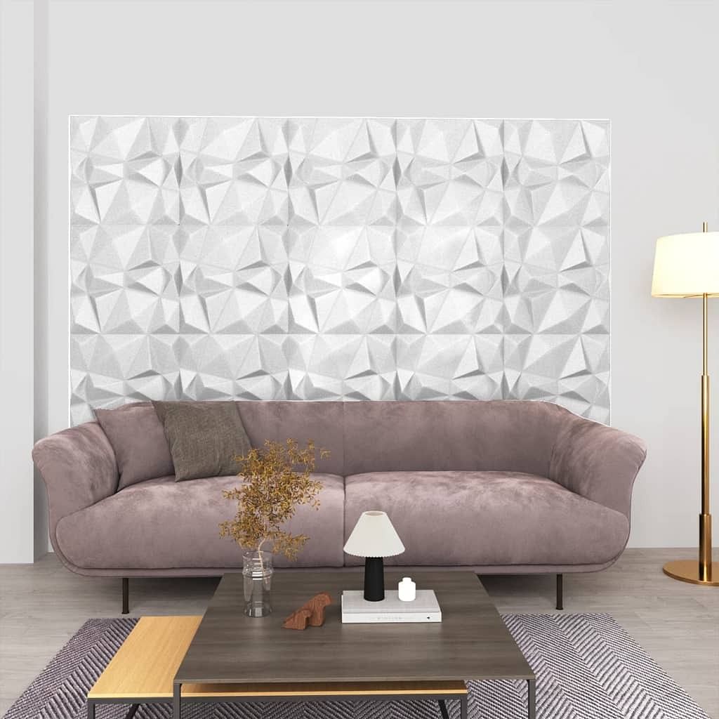 3d wall panels 48 pcs 19.7"x19.7" diamond white 129.2 ft²