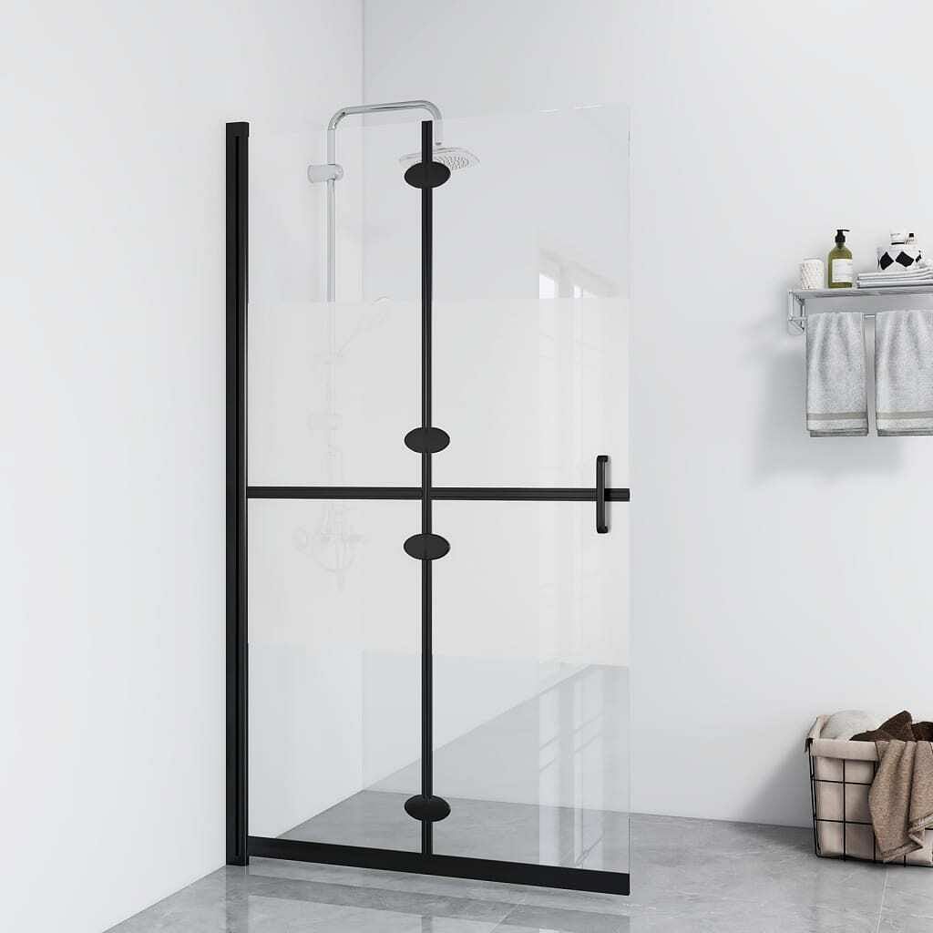 Foldable walk-in shower wall half frosted esg glass 43.3"x74.8"