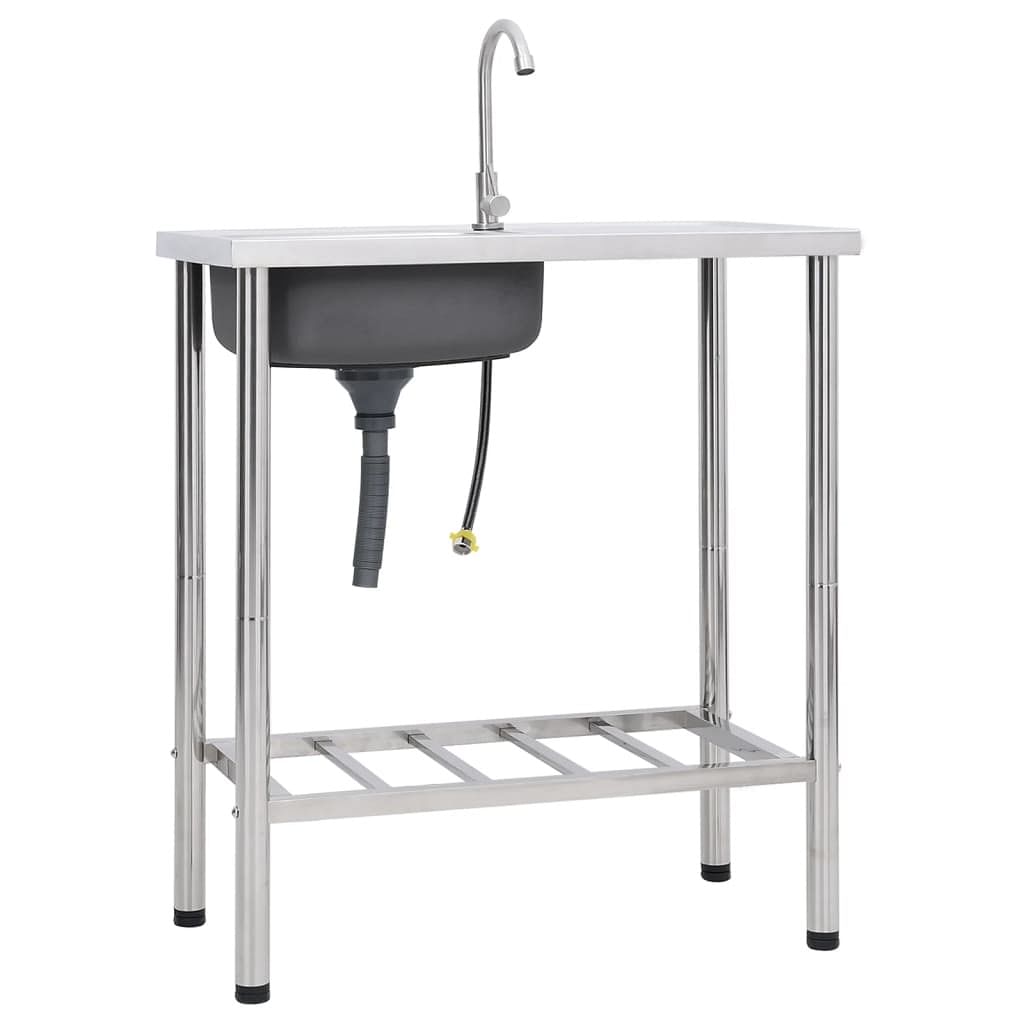 Camping sink single basin with tap stainless steel