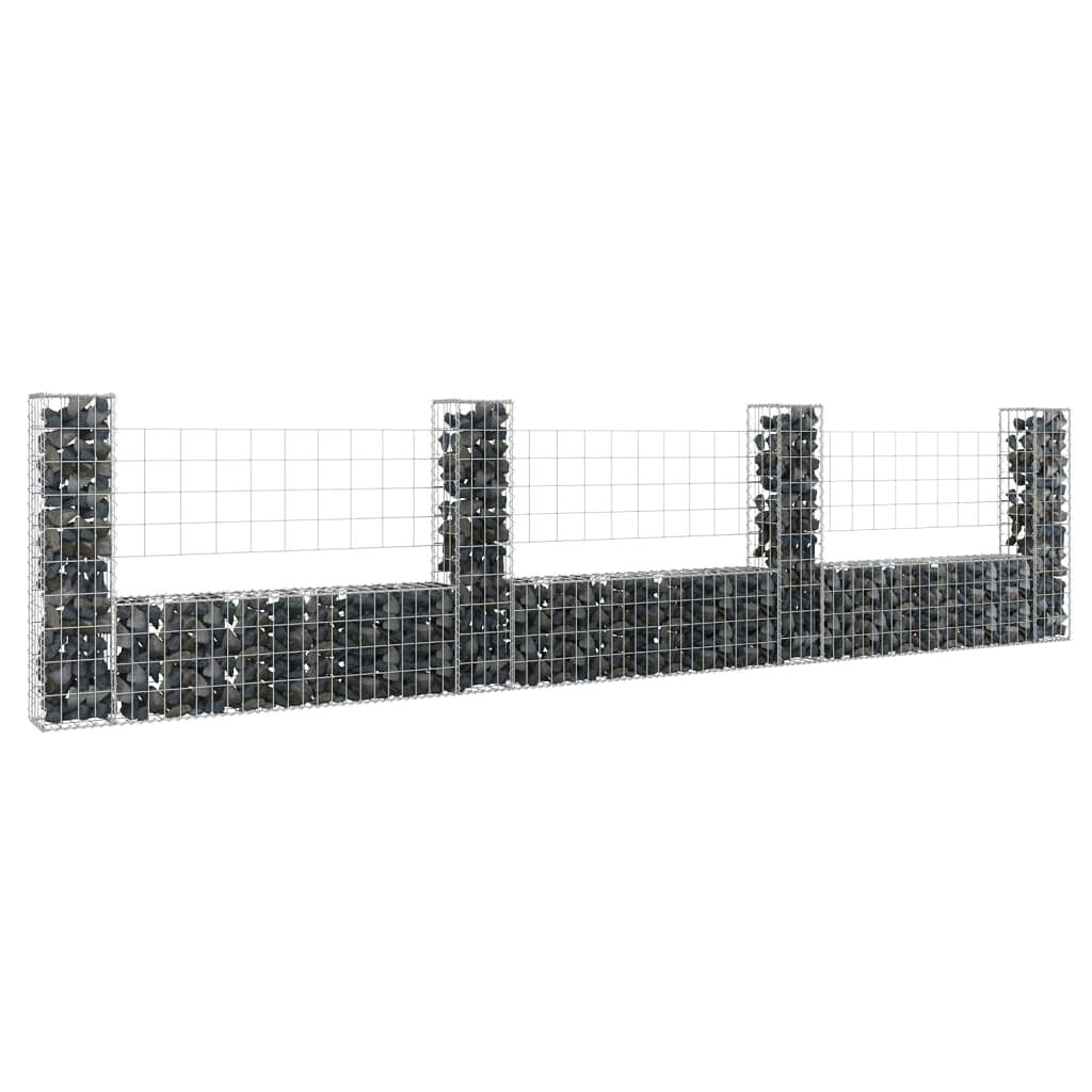 U-shape gabion basket with 4 posts iron 149.6"x7.9"x39.4"