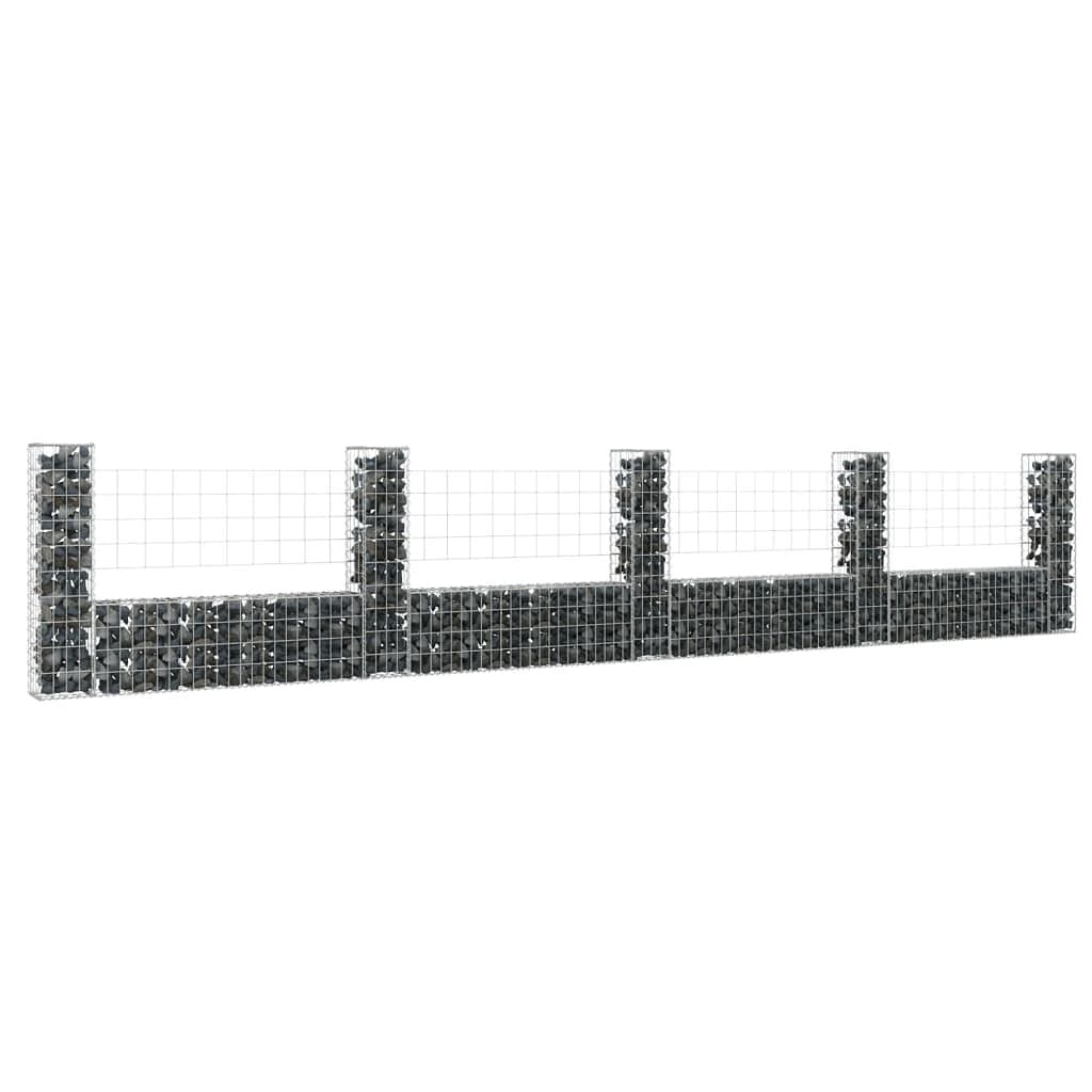 U-shape gabion basket with 5 posts iron 196.9"x7.9"x39.4"