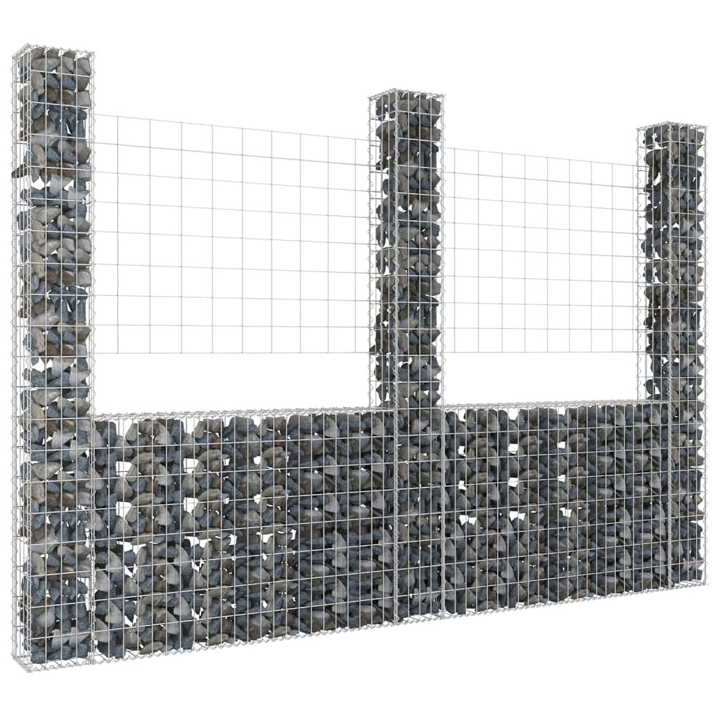 U-shape gabion basket with 3 posts iron 102.4"x7.9"x78.7"