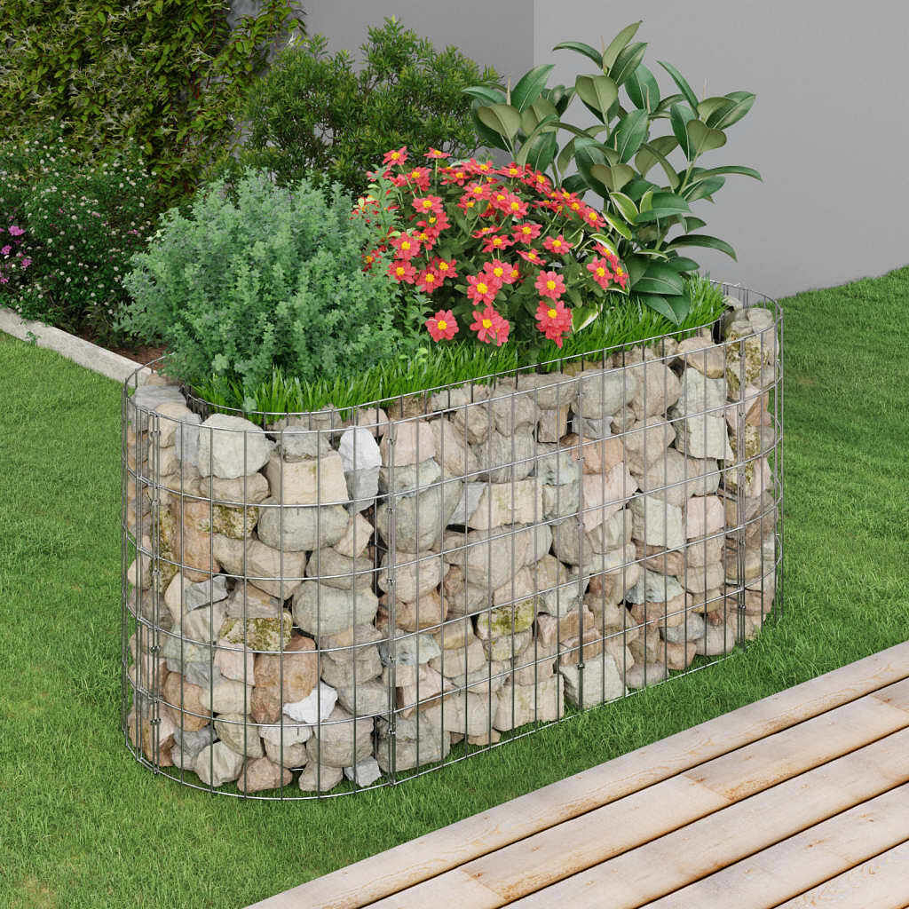 Gabion raised bed silver galvanized iron 47.2 x 19.7 x 19.7 in
