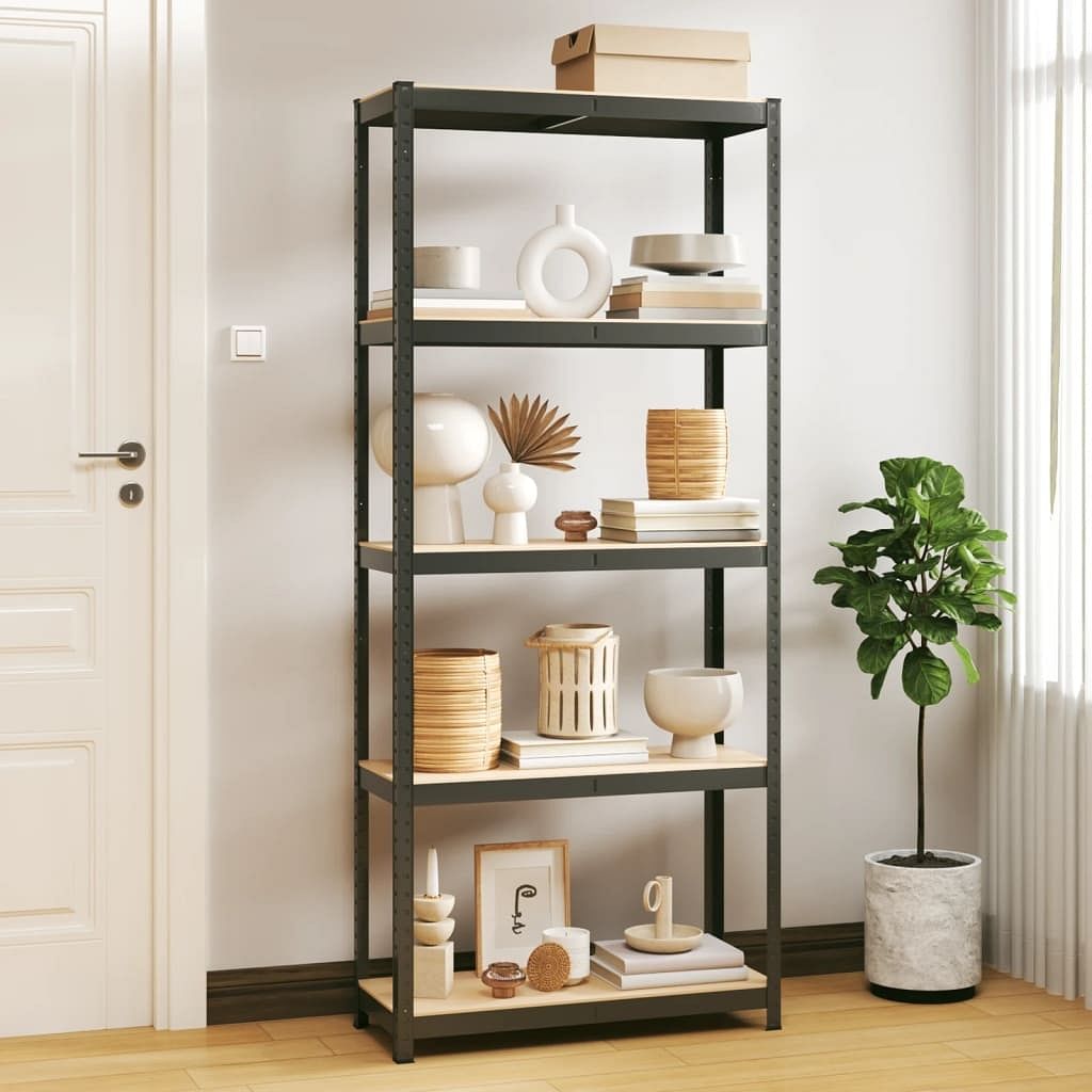 5-layer storage shelf anthracite steel&engineered wood
