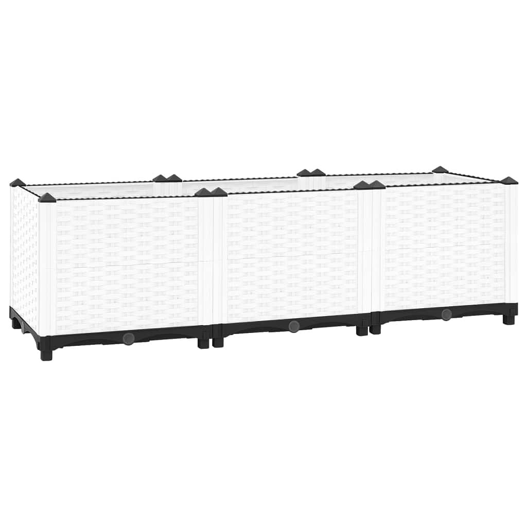 Raised bed white polypropylene 47.2 x 15.7 x 15.0 in durable