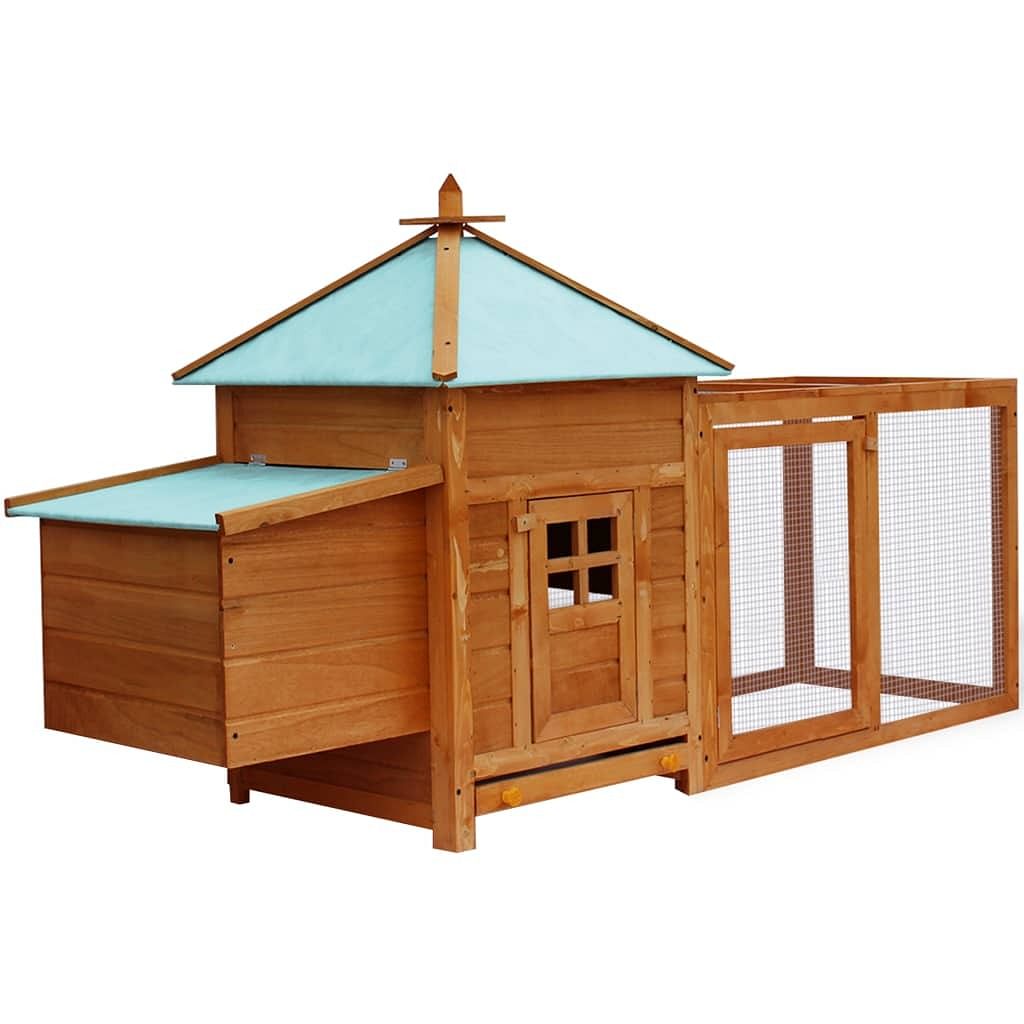 Chicken coop brown solid firwood, plywood, galvanized steel large