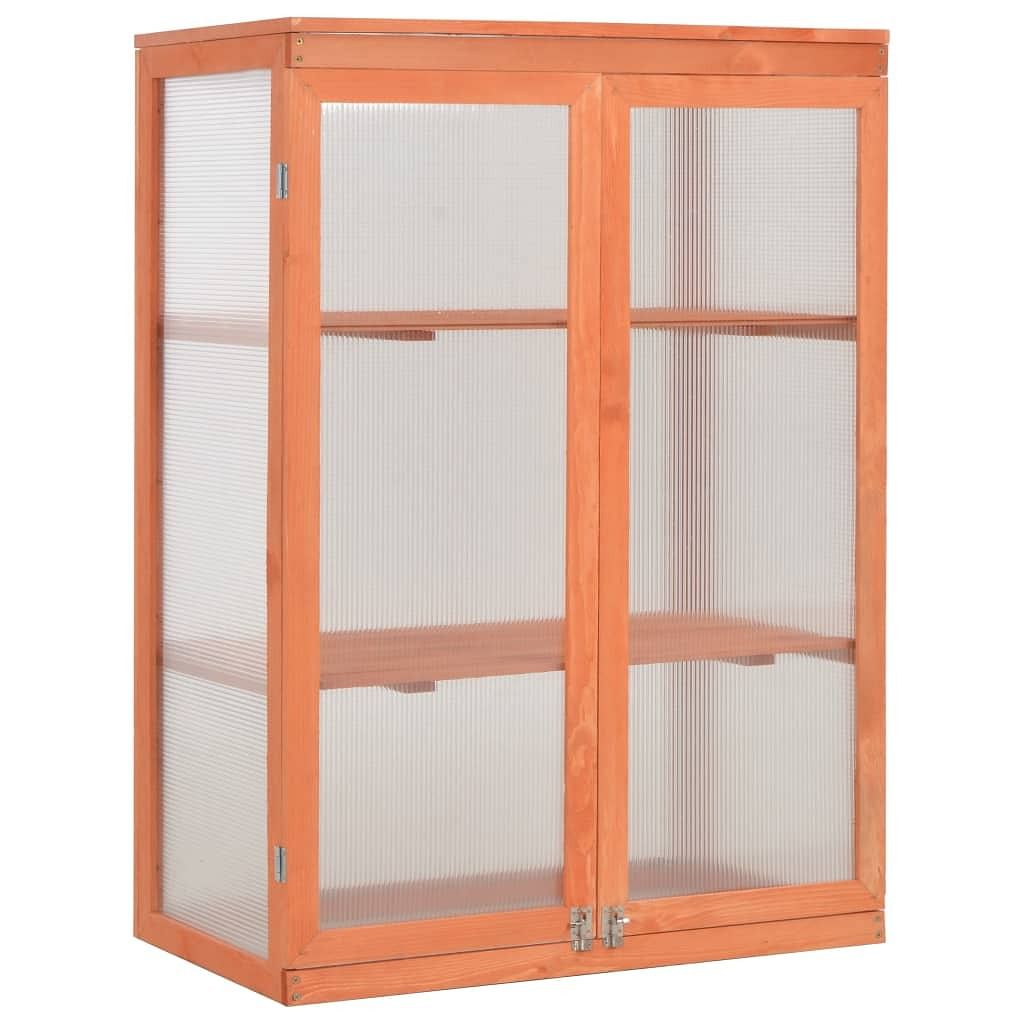 Greenhouse wooden wood and polycarbonate board 29.5x18.5x42.9 in
