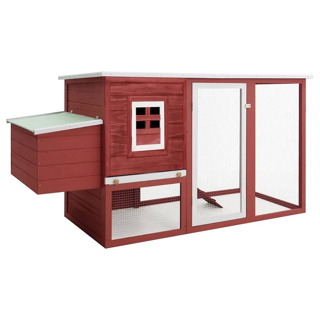 Chicken coop red and white pine wood, plywood, iron wire large