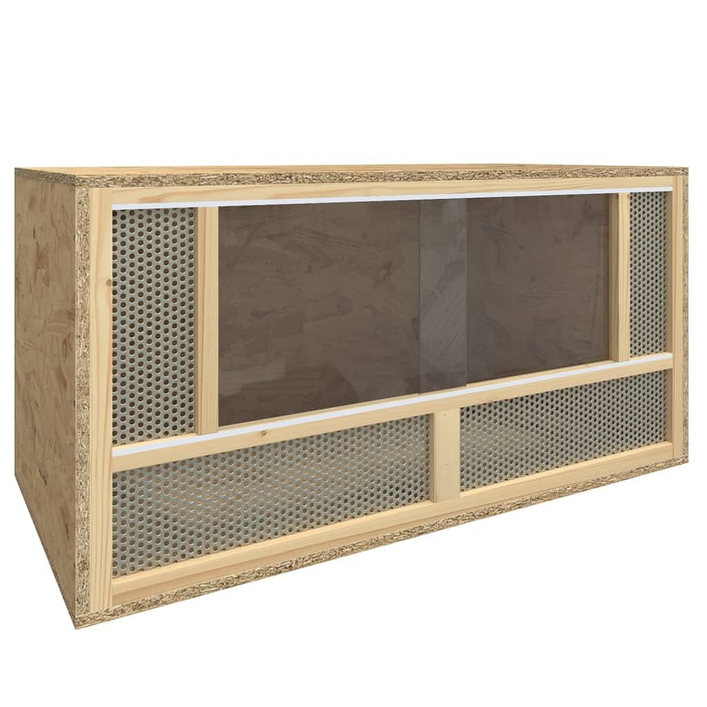Terrarium brown engineered wood, glass, steel 31.5 x 15.7 x 15.7 in