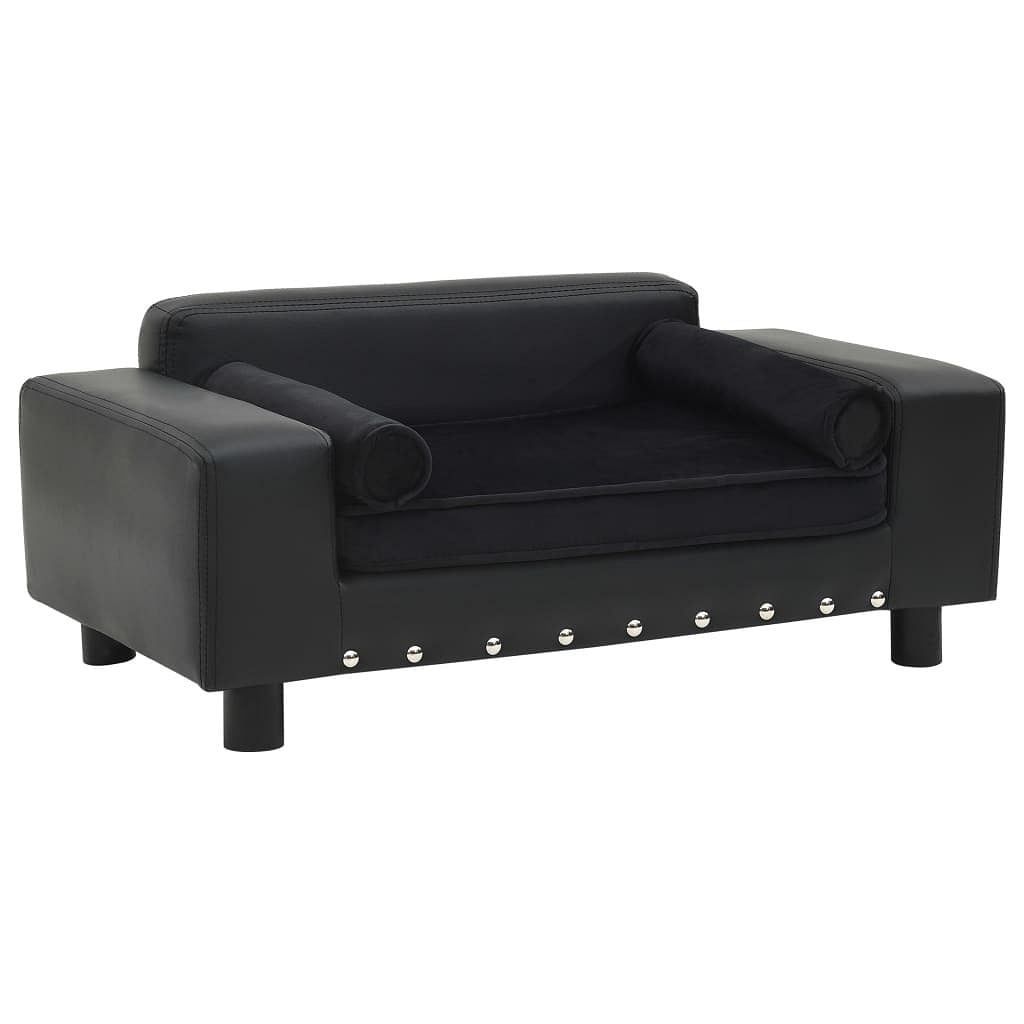 Dog sofa black faux leather 31.9 x 16.9 x 12.2 in dog sofa