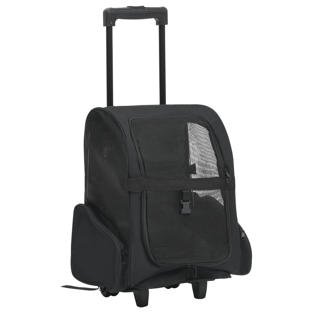 Pet trolley black fabric, metal small foldable pet trolley