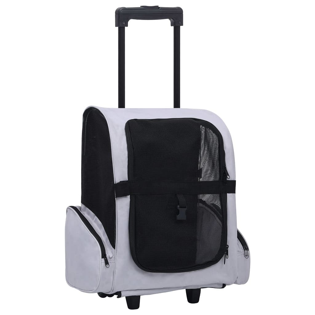 Pet trolley grey fabric collapsible pet trolley rectangular