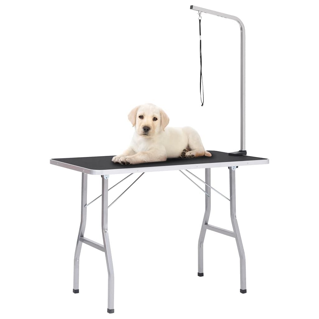 Dog grooming table black and silver