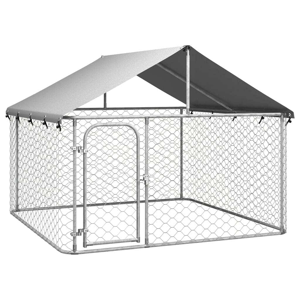 Dog kennel silver galvanized steel, polyethylene large dog kennel