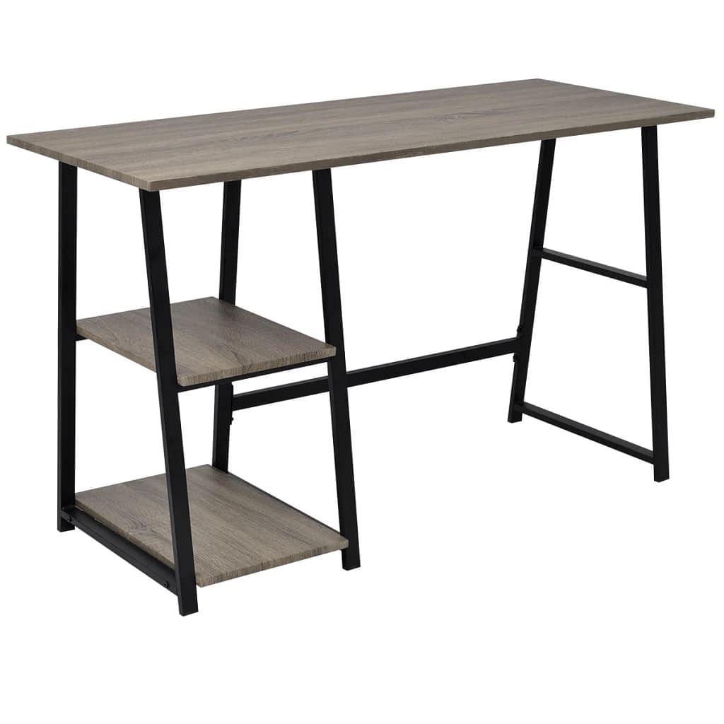 Desk grey and oak mdf and metal medium desk rectangular