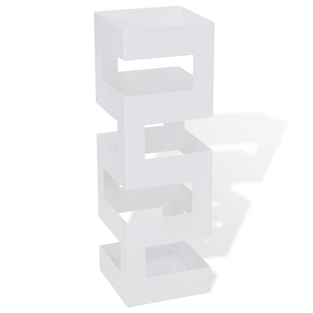 Umbrella stand white powder-coated steel 19.1 in tall