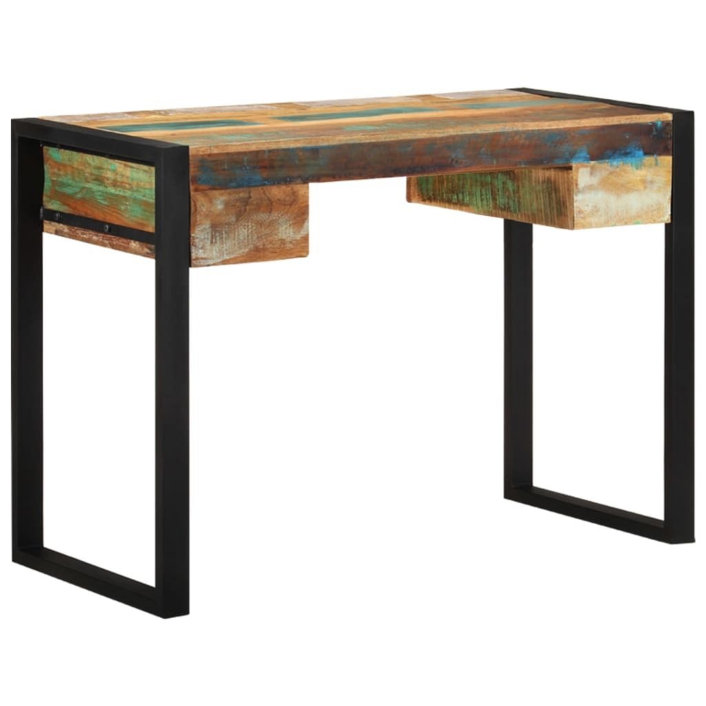 Desk multicolor solid reclaimed wood, steel medium computer desk
