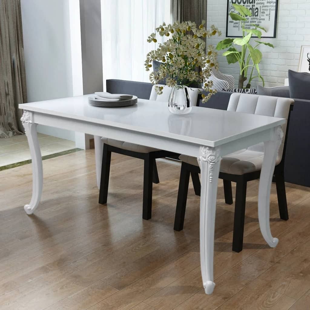 Kitchen table high gloss white mdf and plastic 45.7 x 25.9 in